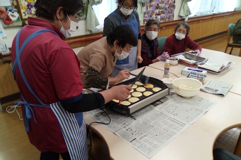 どら焼き作りの様子