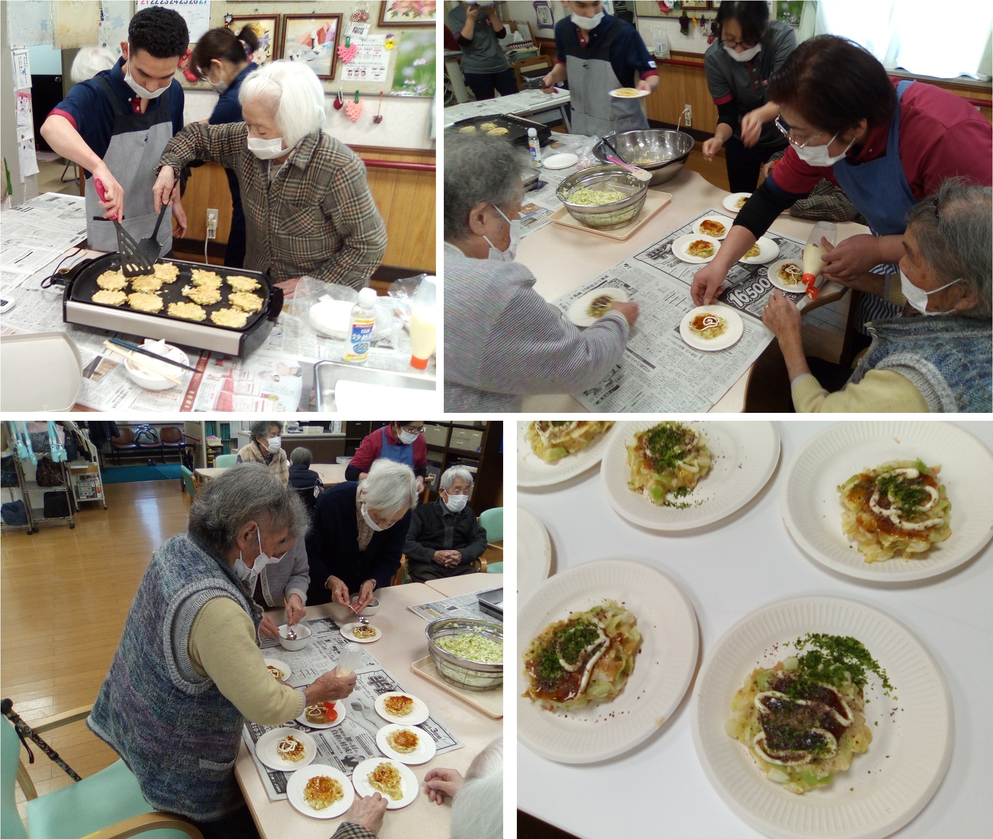 お好み焼き作りの様子