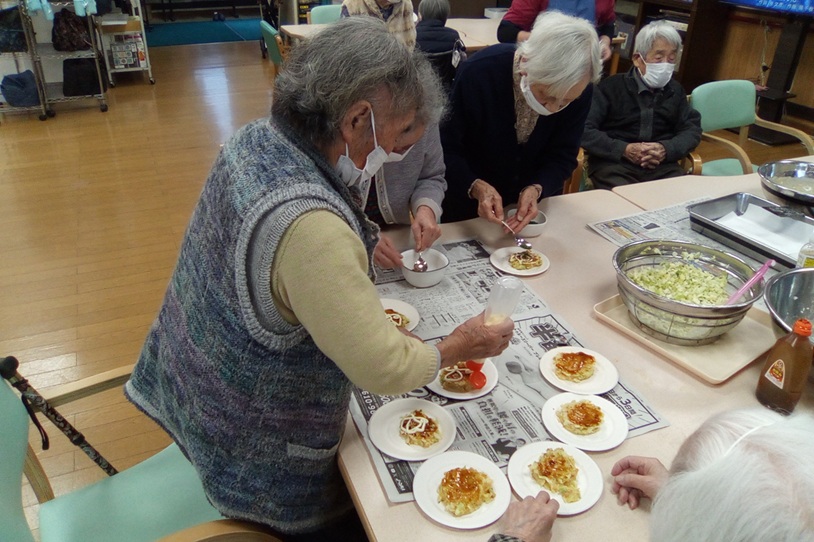 お好み焼き作りの様子